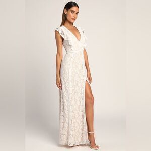 Lulu's Elegant White Lace Dress